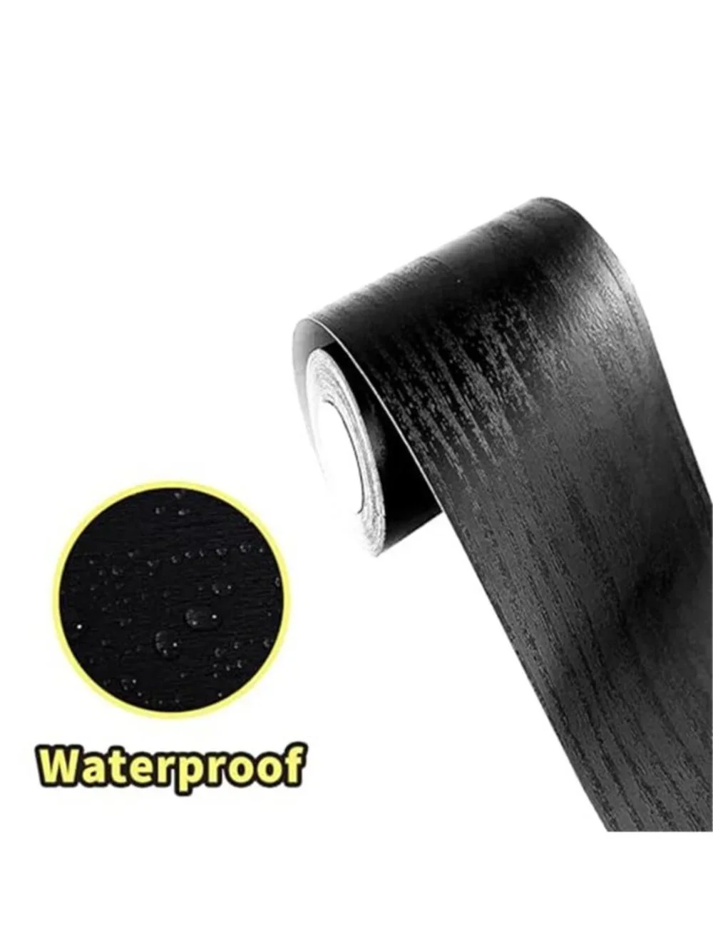 Black Wood Grain Peel Stick Wallpaper Border Waterproof Wall Sticker Kitchen Tub